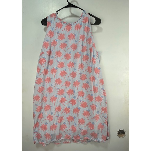 crown & ivy Dresses & Skirts - Crown & Ivy Pink Palm Tree Star Pinstripe Sleeveless Shift Dress Womens 16